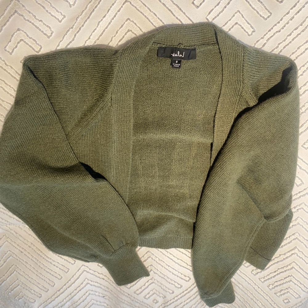 Lulu's Sage Green Knit Crop Cardigan